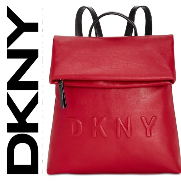 DKNY Red Bookbag! DKNY Red Leather Back Pack | Sacramento Helping Hands Foundation main image 3